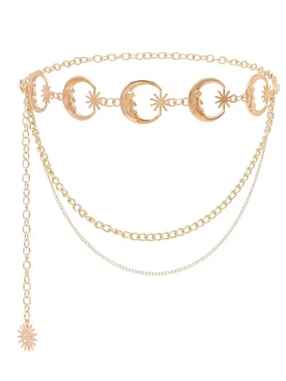 NEW! Gold Chain Link Waist Belt. Boho Moon & Star Belt 🌙✨ A8-262 - Picture 5 of 6